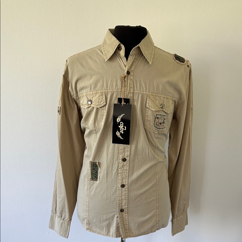 Men's Casual Button Down Shirt - Tan